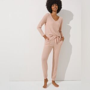 SOMA Brushed Cozy Waffle Jogger and Top Pajamas  in Hush XS